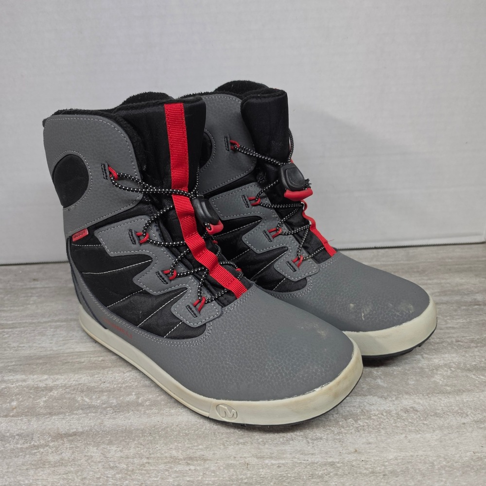 Merrell Snow Crush 2.0 Waterproof Winter Boots Kids 7M Grey Red MK267145